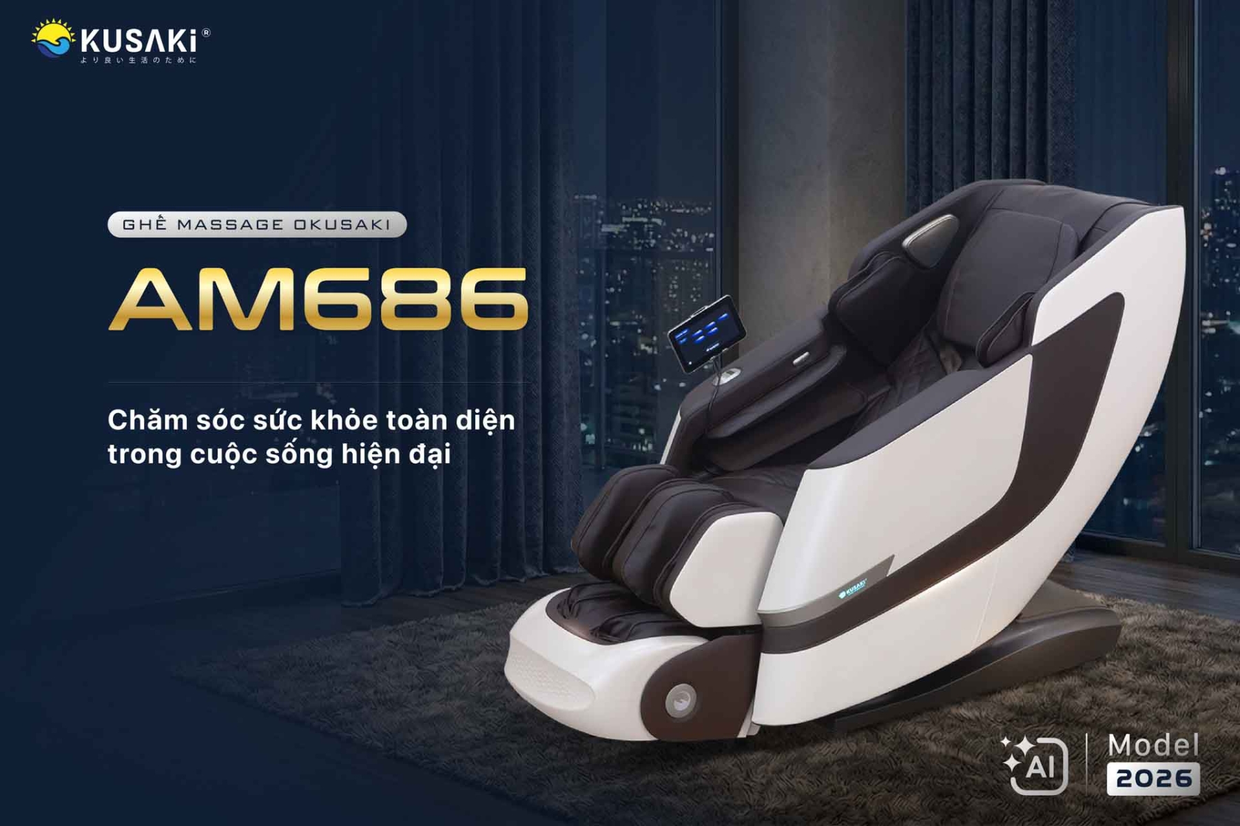 Ghế Massage AM686 – Giải Pháp Massage Chuẩn Công Thái Học Với Đường Ray WSL Thế Hệ Mới