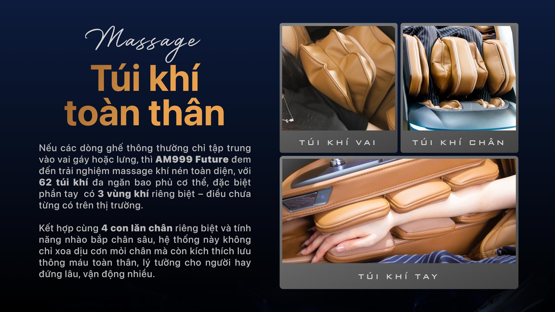 Massage túi khí toàn thân trên ghế massage am999