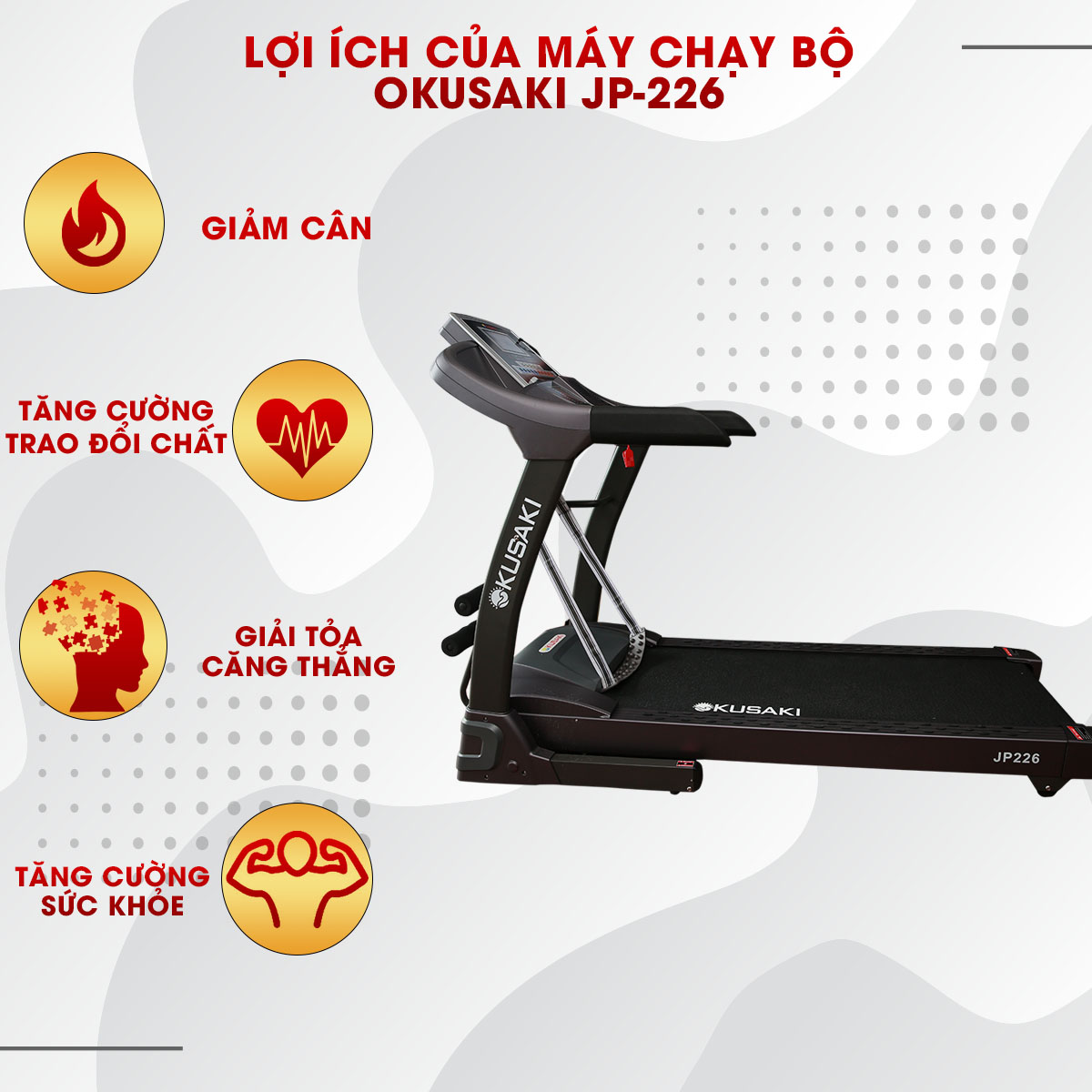  Máy chạy bộ gia đình phổ thông JP-226