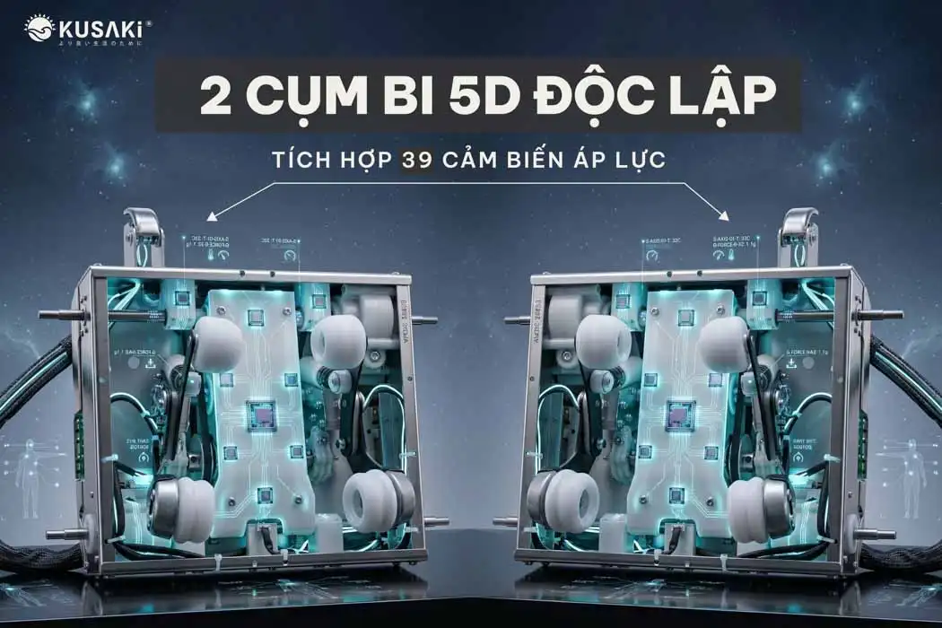 2 cụm bi lăn 5D tích hợp 39 cảm biến áp lực của Okusaki Am999 Future