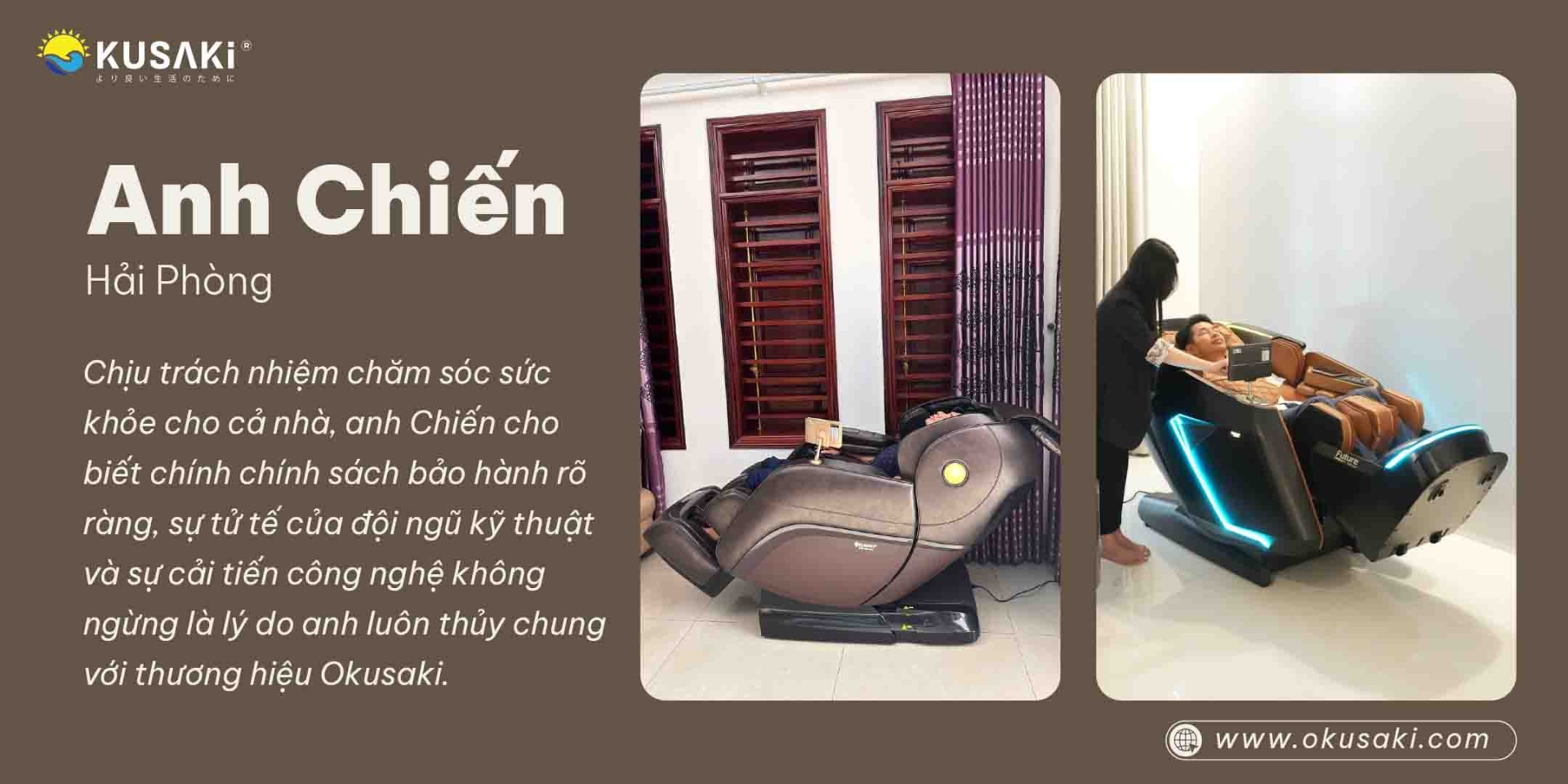 Khách hàng chia sẻ lý do lựa chọn ghế massage okusaki
