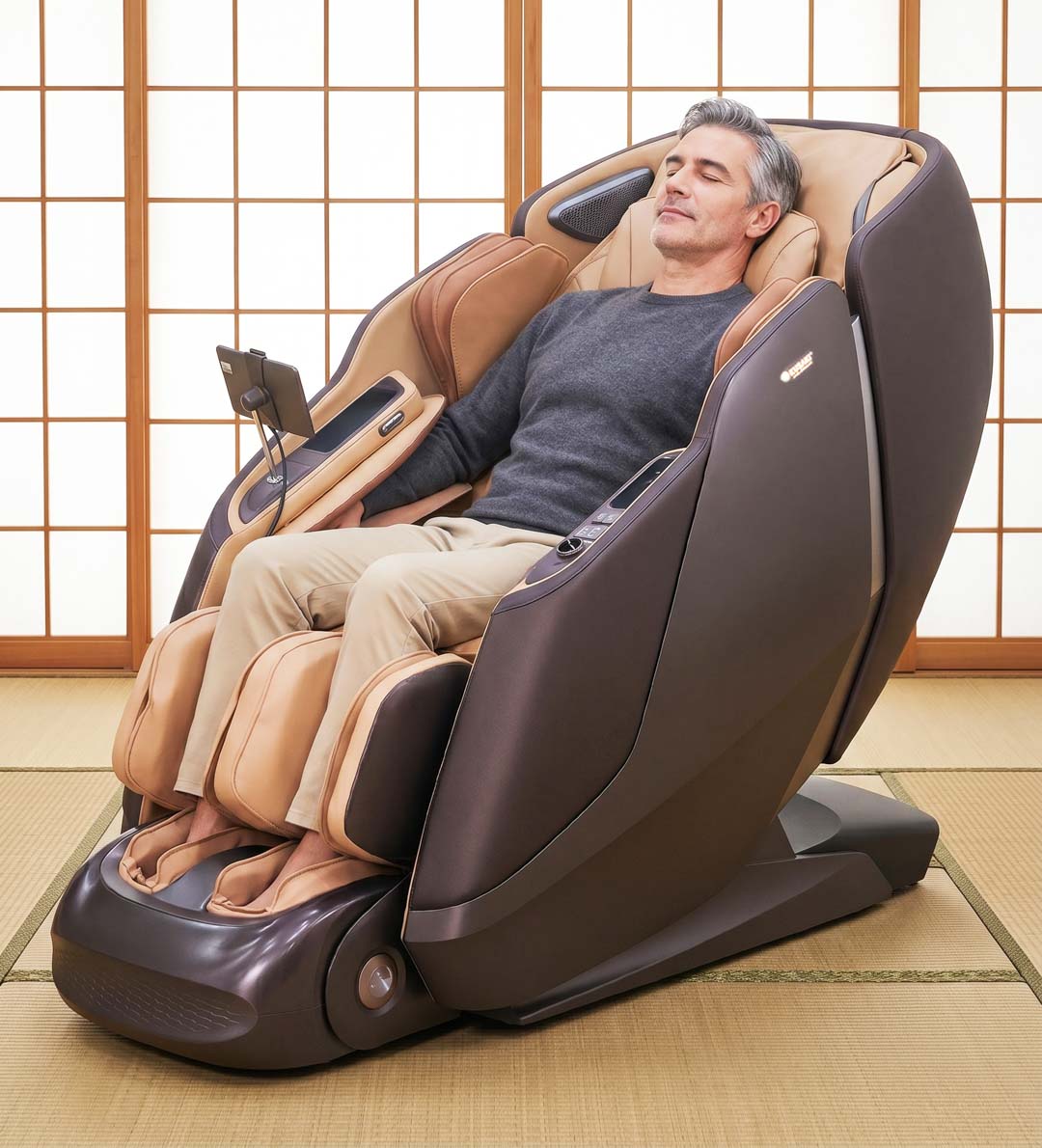 Ngồi ghế massage thư giãn