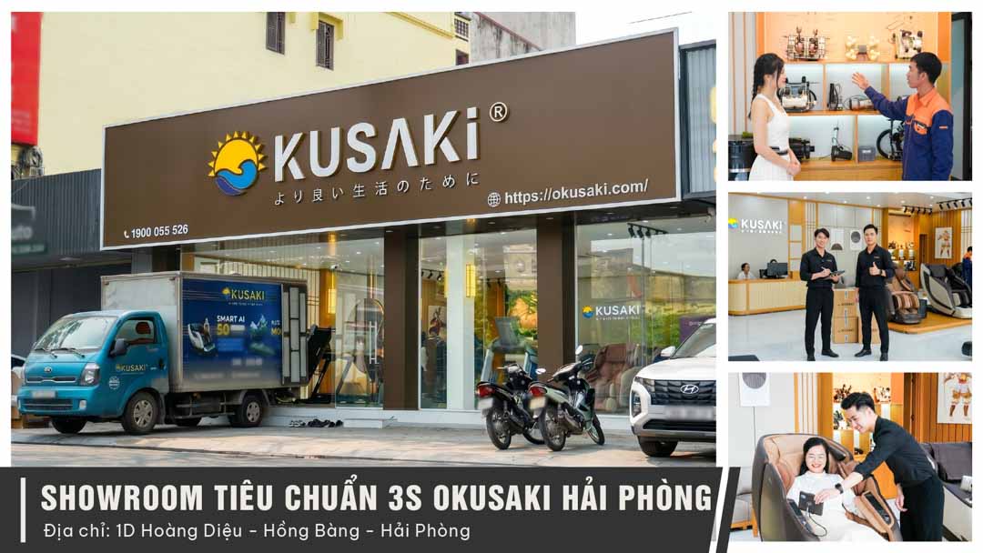Showroom ghế massage máy chạy bộ tiêu chuẩn 3s okusaki hải phòng