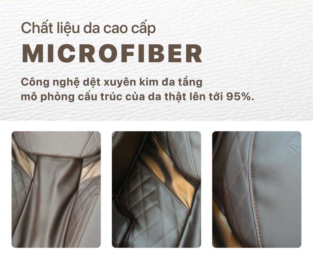 Da microfiber trên ghế massage am686