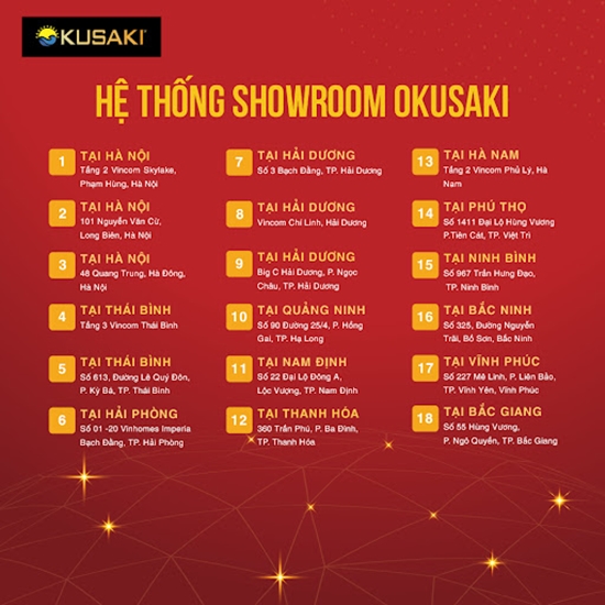 Hệ thống 18 showroom ghế mát xa Okusaki