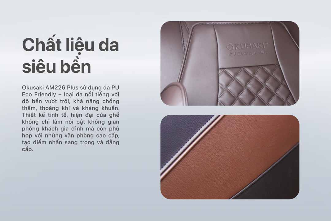 ghế massage okusaki am226 plus chất liệu da
