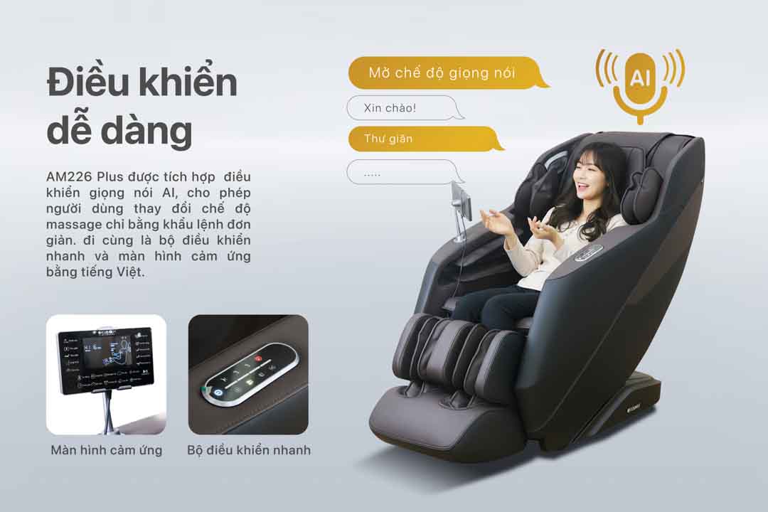 ghế massage okusaki am226 plus điều khiển giọng nói