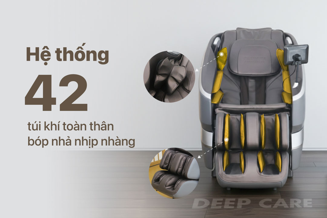 Hệ thống túi khí massage của okusaki am229 deepcare