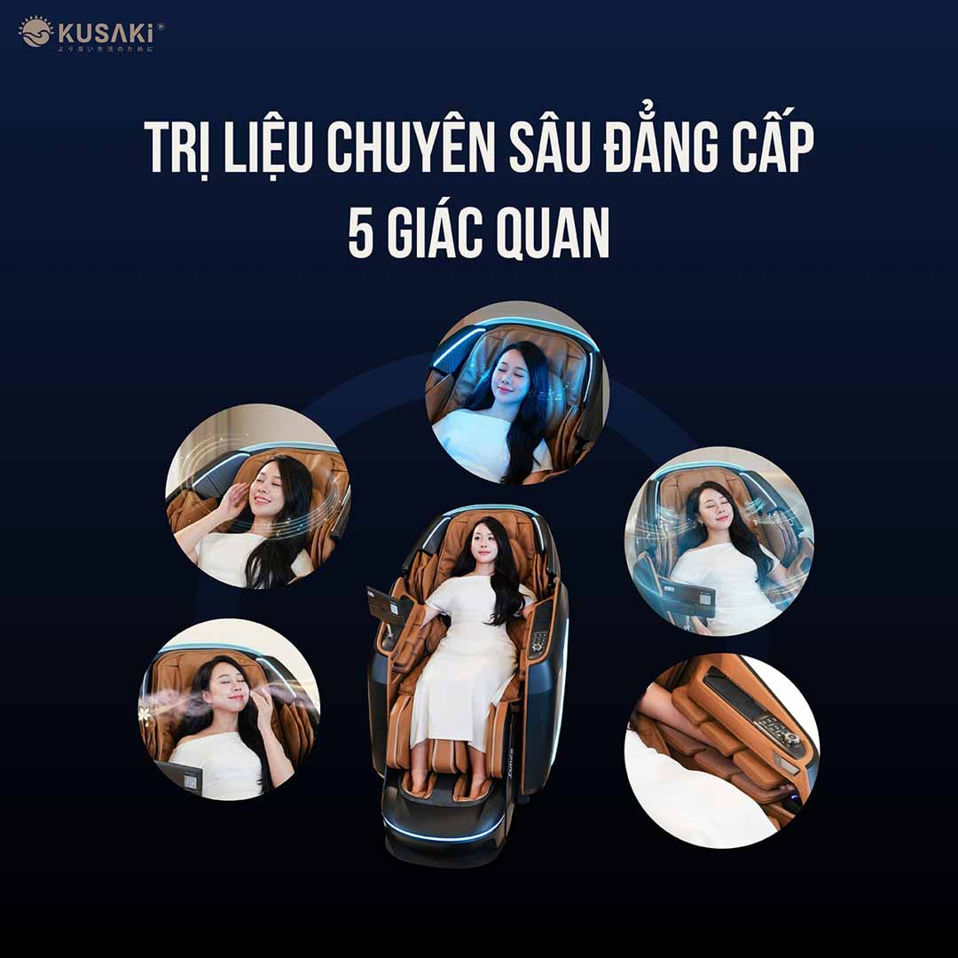 Trị liệu chuyên sâu 5 giác quan trên ghế massage okusaki am999 future