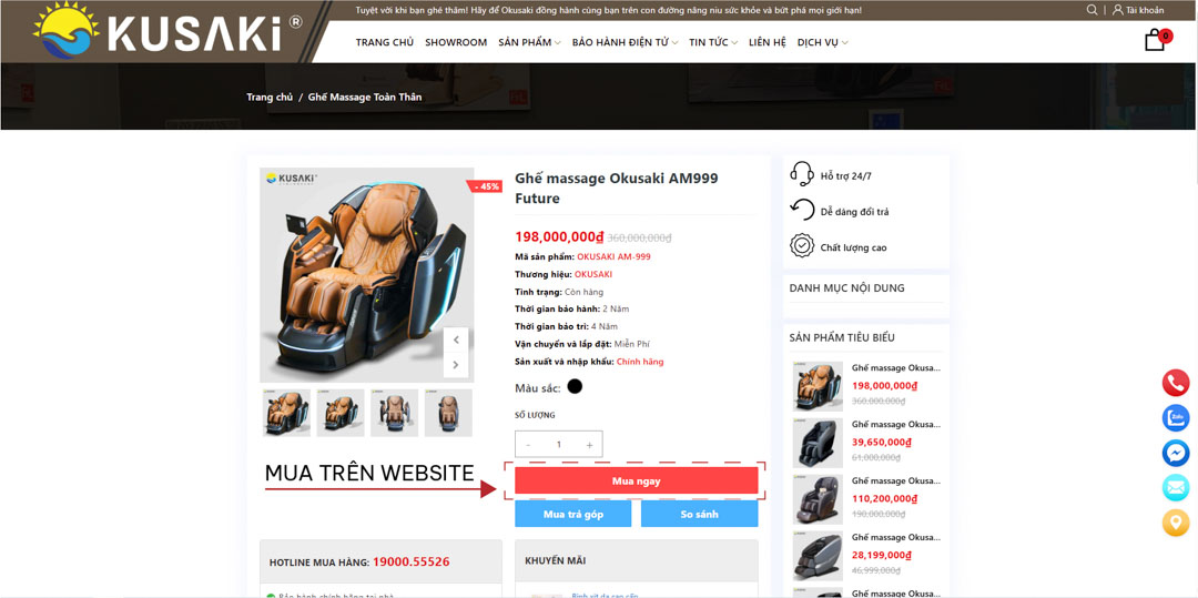 Mua hàng trên website okusaki