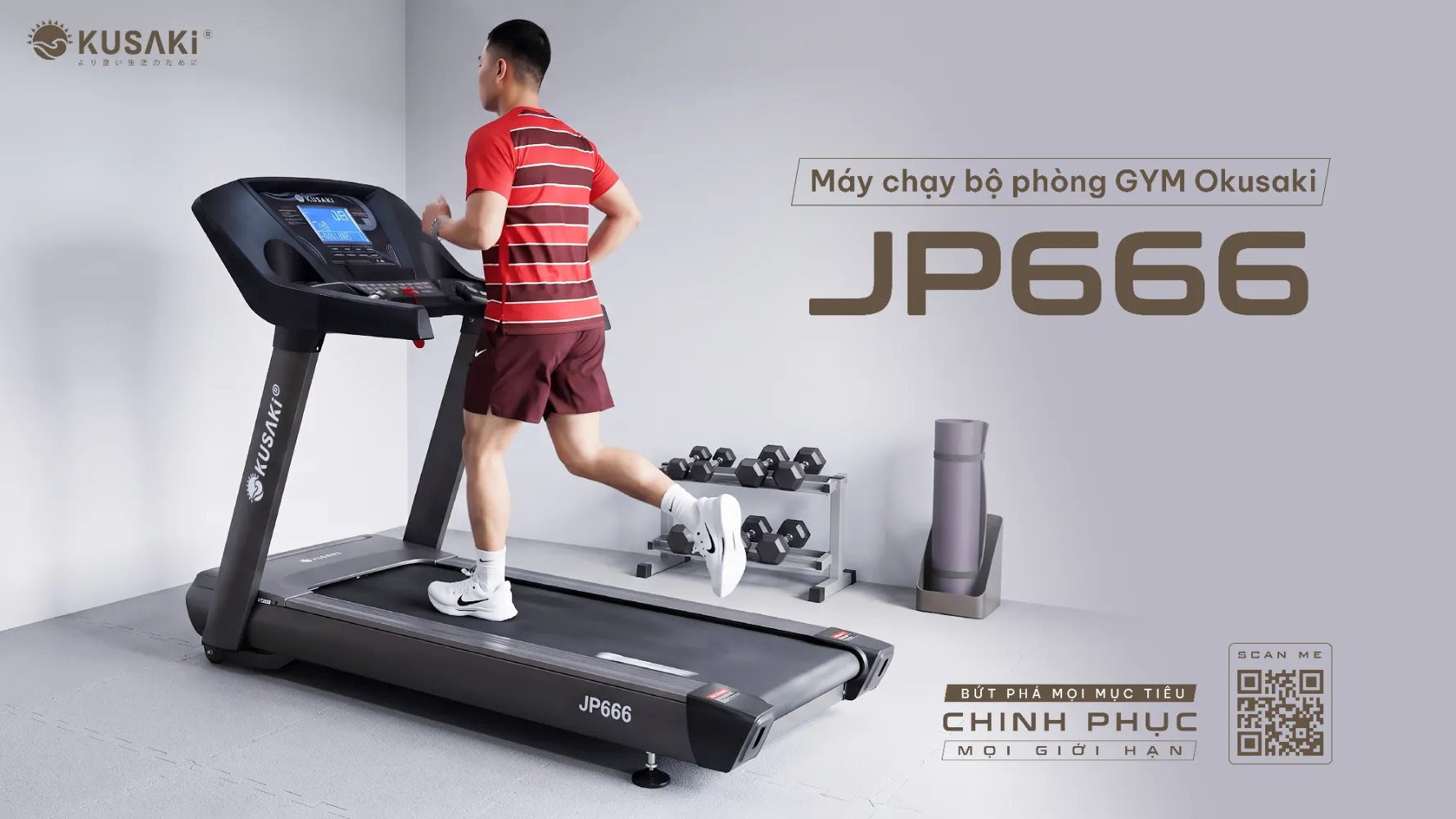 Máy chạy bộ phòng gym Okusaki JP666