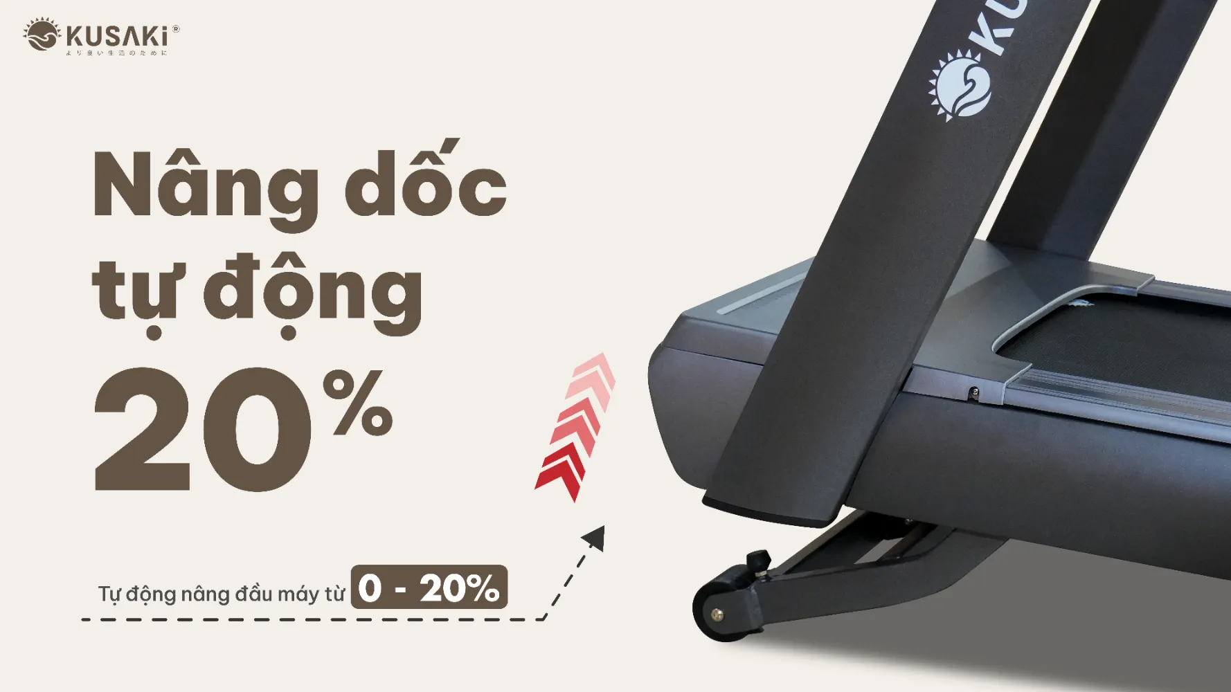 JP666 có khả năng nâng dốc tự động lên tới 20% giúp luyện tập những bài tập cường độ cao